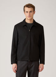 Men's Boiled Wool Harrington Jacket in Black