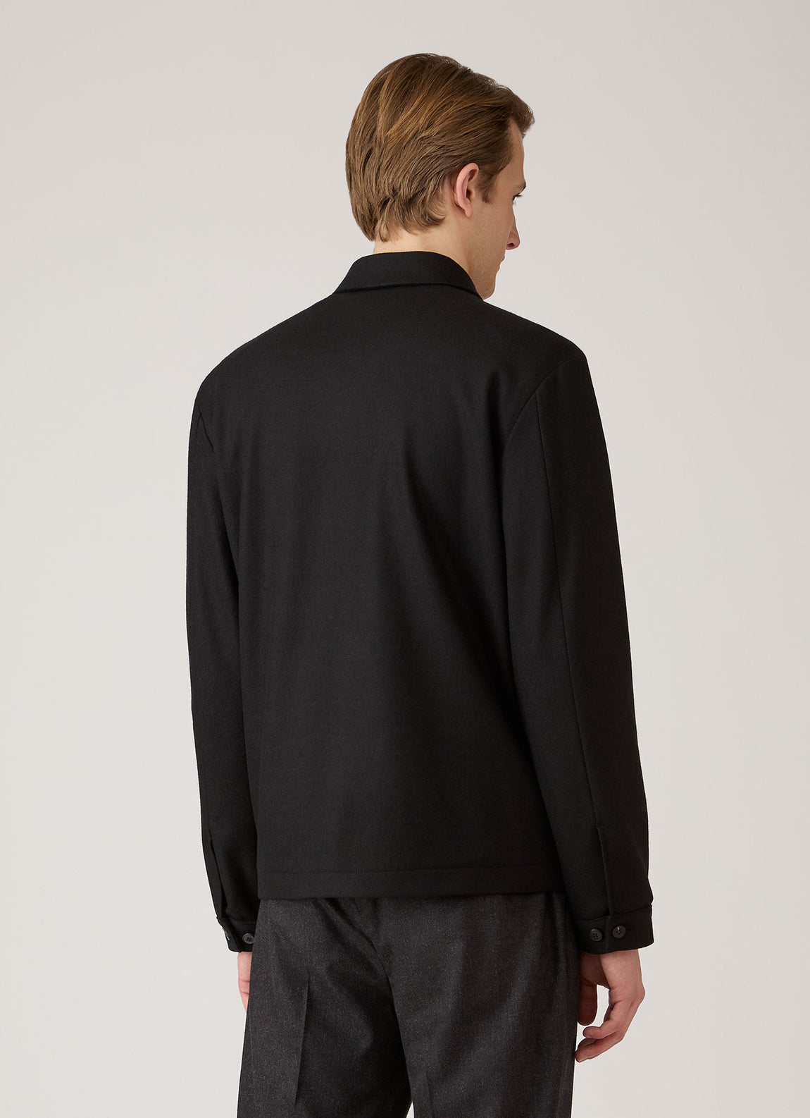 Men's Boiled Wool Harrington Jacket in Black