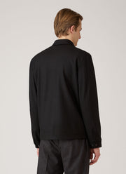 Men's Boiled Wool Harrington Jacket in Black