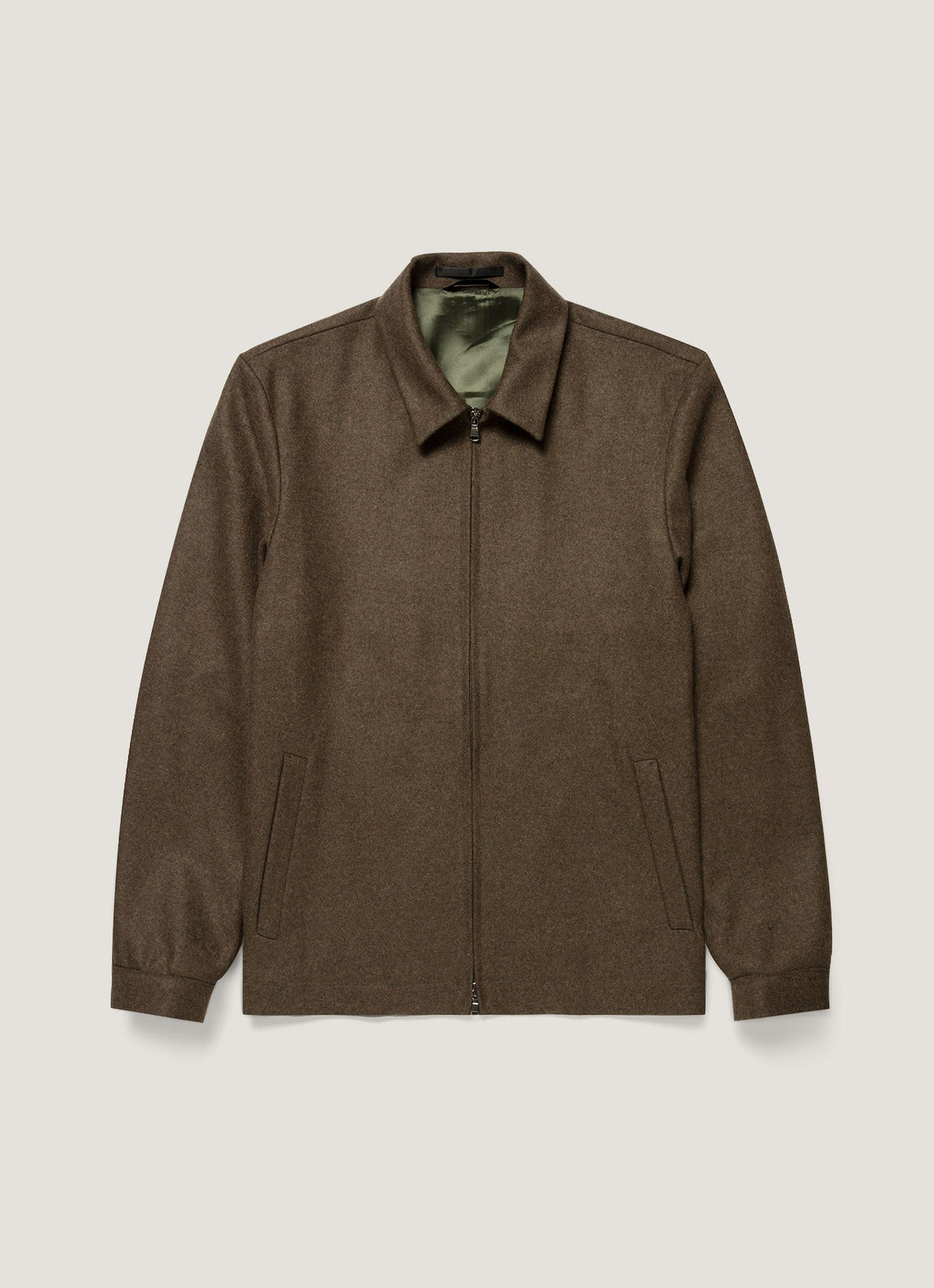 Men's Boiled Wool Harrington Jacket in Loden Green