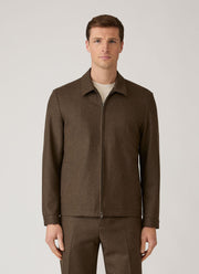 Men's Boiled Wool Harrington Jacket in Loden Green