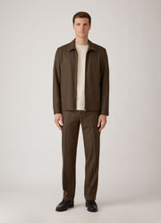 Men's Boiled Wool Harrington Jacket in Loden Green