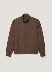 Men's Donegal Tweed Zip Jacket in Dark Brown Melange