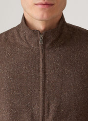 Men's Donegal Tweed Zip Jacket in Dark Brown Melange