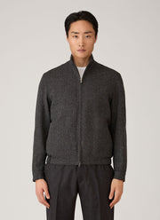Men's Donegal Tweed Zip Jacket in Anthracite Melange