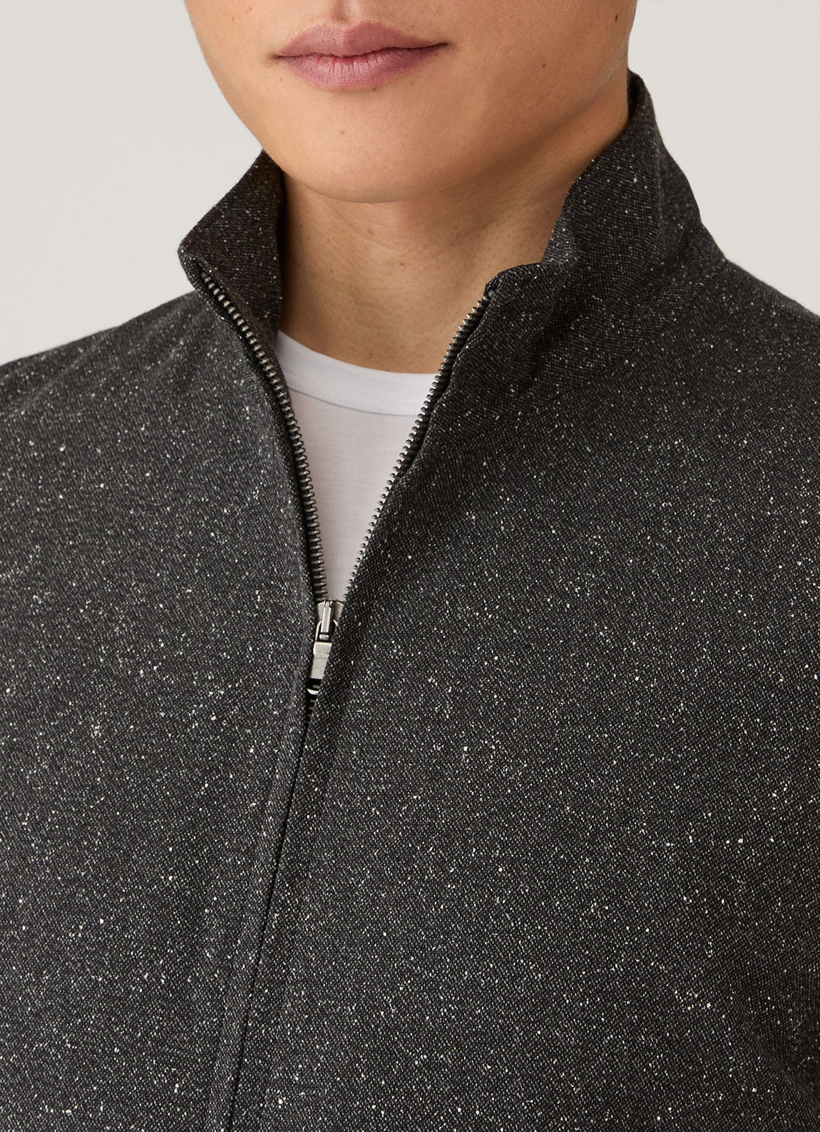 Men's Donegal Tweed Zip Jacket in Anthracite Melange