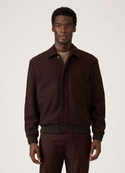 Men's Heavy Boiled Wool Jersey Bomber in Dark Chocolate