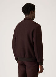 Men's Heavy Boiled Wool Jersey Bomber in Dark Chocolate
