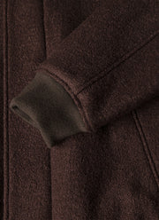 Men's Heavy Boiled Wool Jersey Bomber in Dark Chocolate