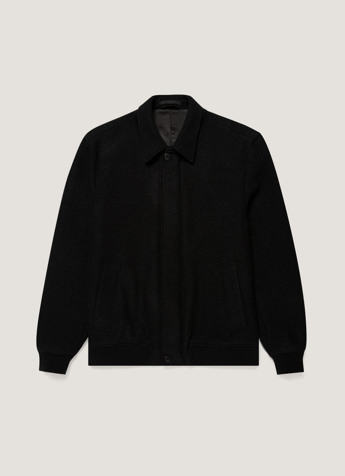 Men's Heavy Boiled Wool Jersey Bomber in Navy