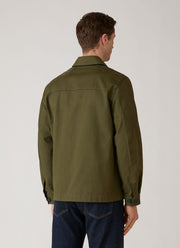Men's Cotton Drill Chore Jacket in Loden Green