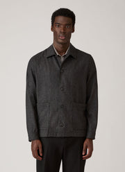 Men's Wool Twill Chore Jacket in Charcoal Melange