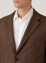Men's Wool Cashmere Flannel Blazer in Light Brown Melange