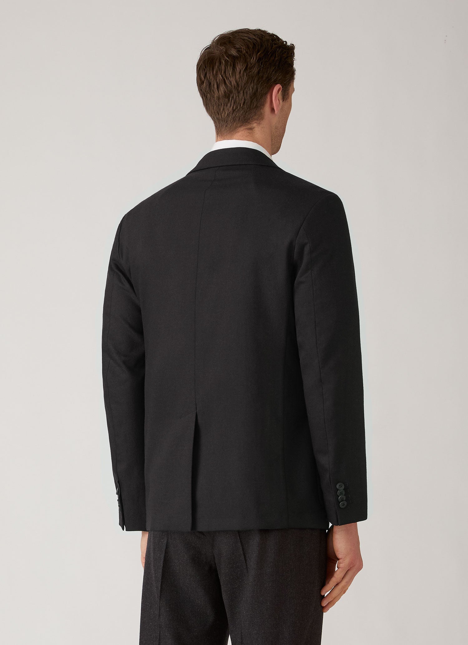 Men's Wool Cashmere Flannel Blazer in Charcoal Melange