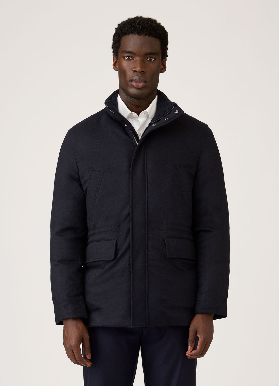 Daunenjacke aus Woll-Kaschmir-Flanell