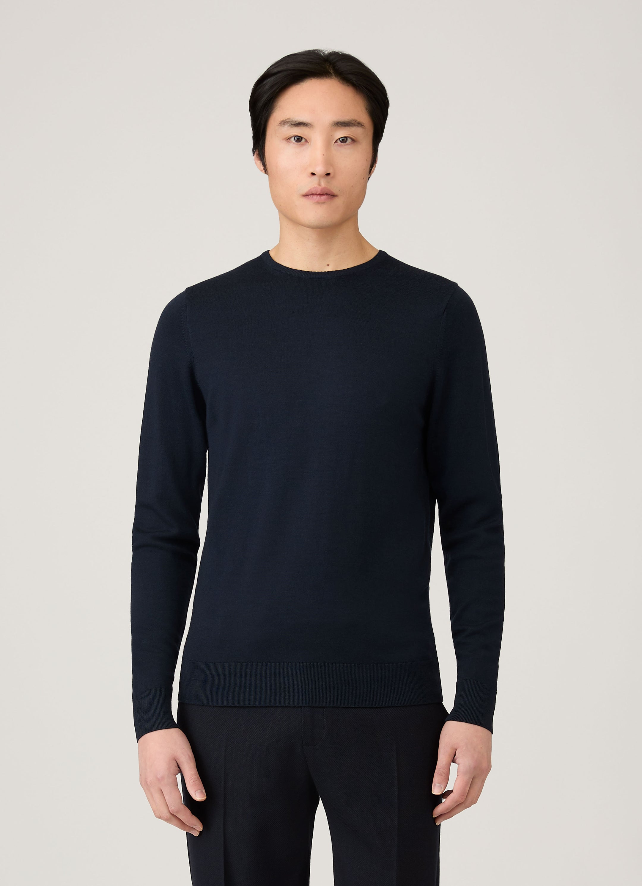 Men's Extra-Fine Merino Jumper in Navy