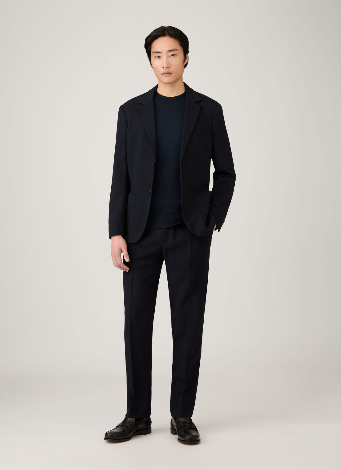 Men's Extra-Fine Merino Jumper in Navy