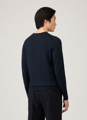 Men's Extra-Fine Merino Jumper in Navy