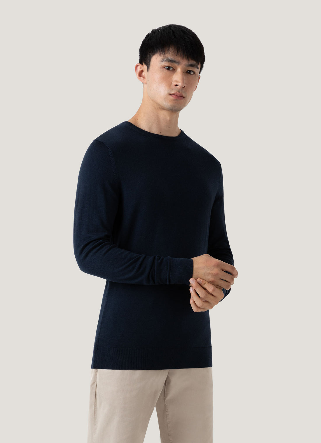 Men's Extra-Fine Merino Jumper in Light Navy