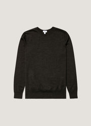 Men's Extra-Fine Merino Jumper in Charcoal Melange
