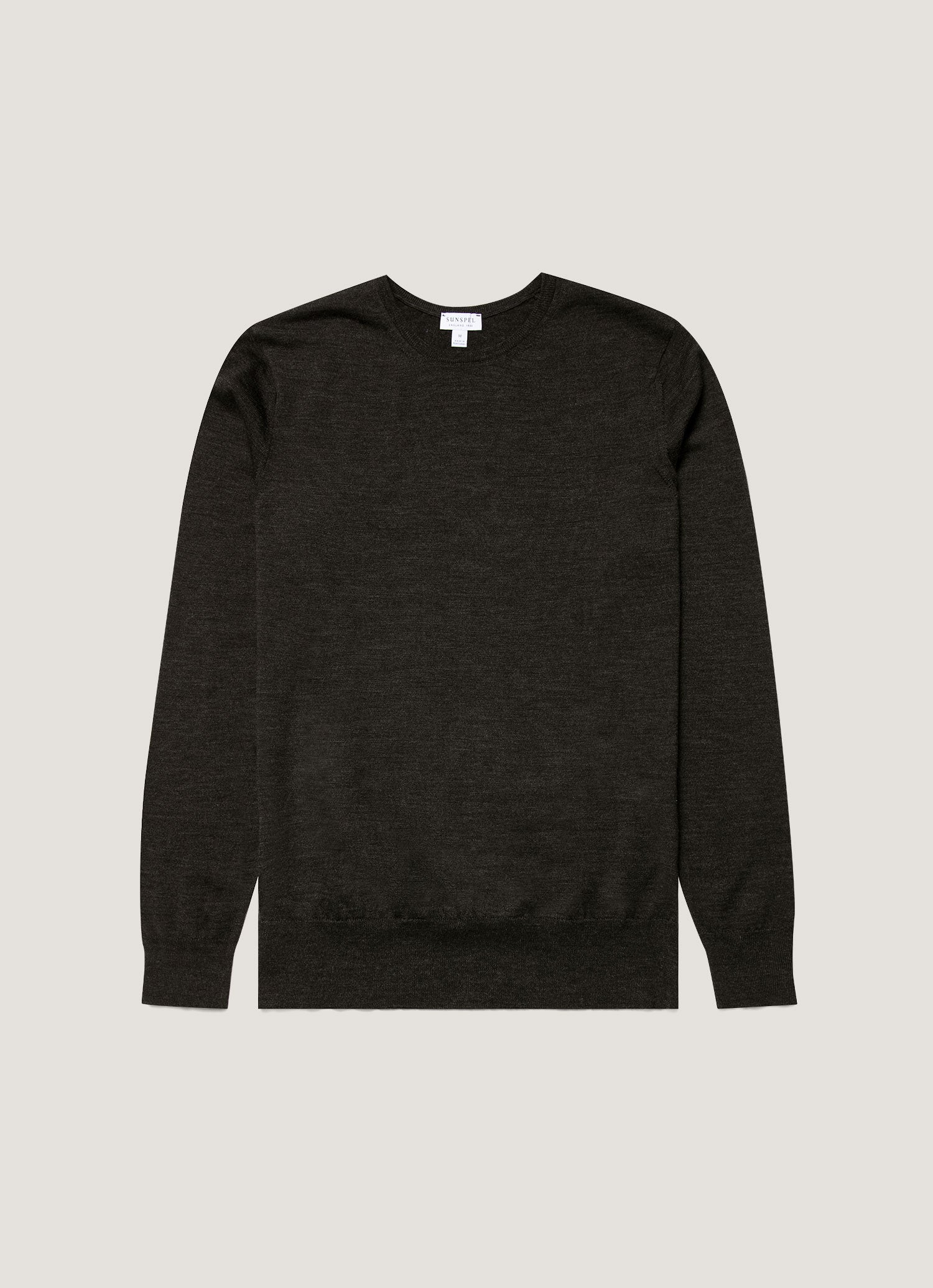 Men's Extra-Fine Merino Jumper in Charcoal Melange