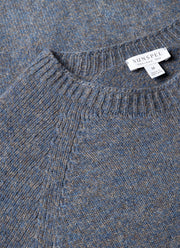 Men's Lambswool Crew Neck Jumper in Denim Twist