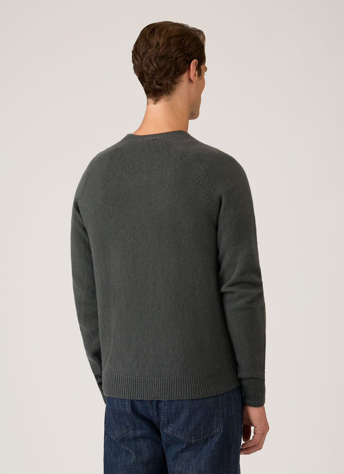 Men's Lambswool Crew Neck Jumper in Slate Green