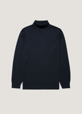 Men's Extra-Fine Merino Roll Neck Jumper in Navy
