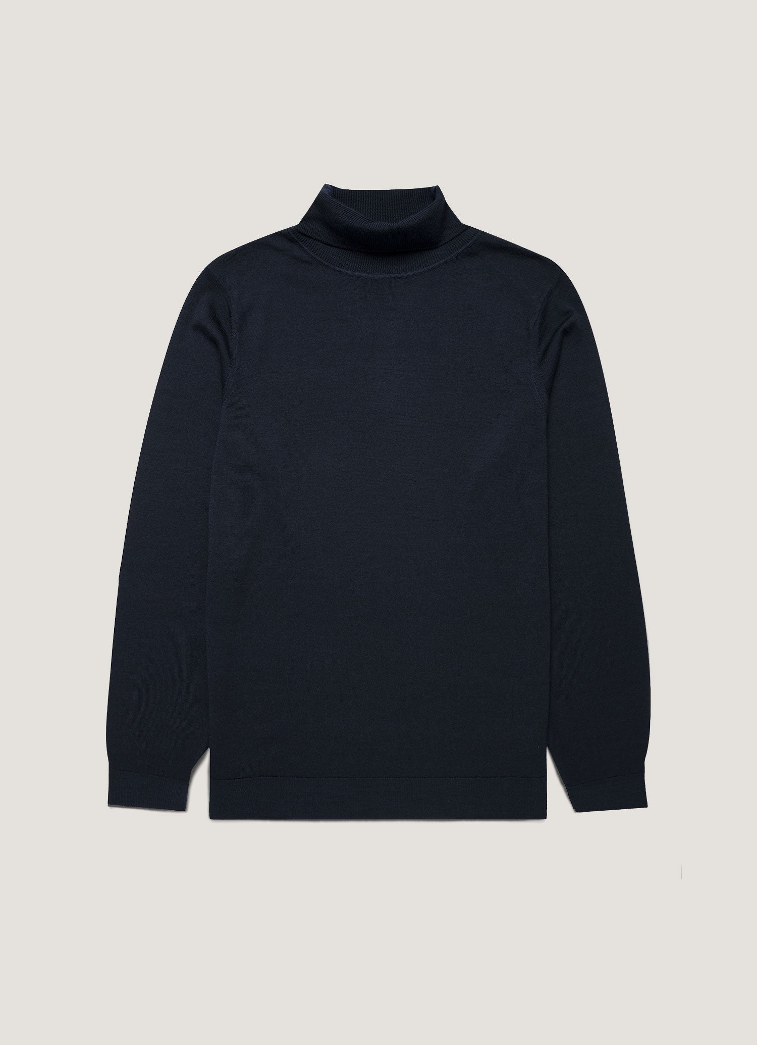 Men's Extra-Fine Merino Roll Neck Jumper in Navy