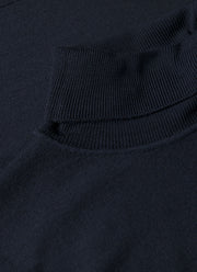 Men's Extra-Fine Merino Roll Neck Jumper in Navy