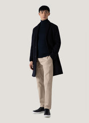 Men's Extra-Fine Merino Roll Neck Jumper in Light Navy