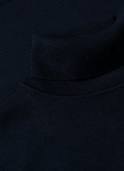 Men's Extra-Fine Merino Roll Neck Jumper in Light Navy