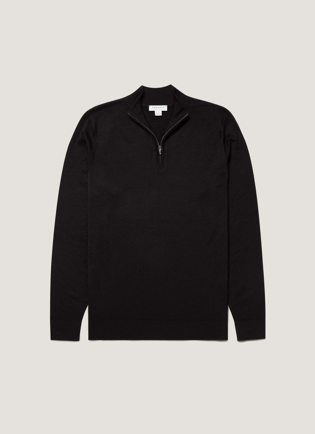 Men's Extra-Fine Merino Half Zip Jumper in Black