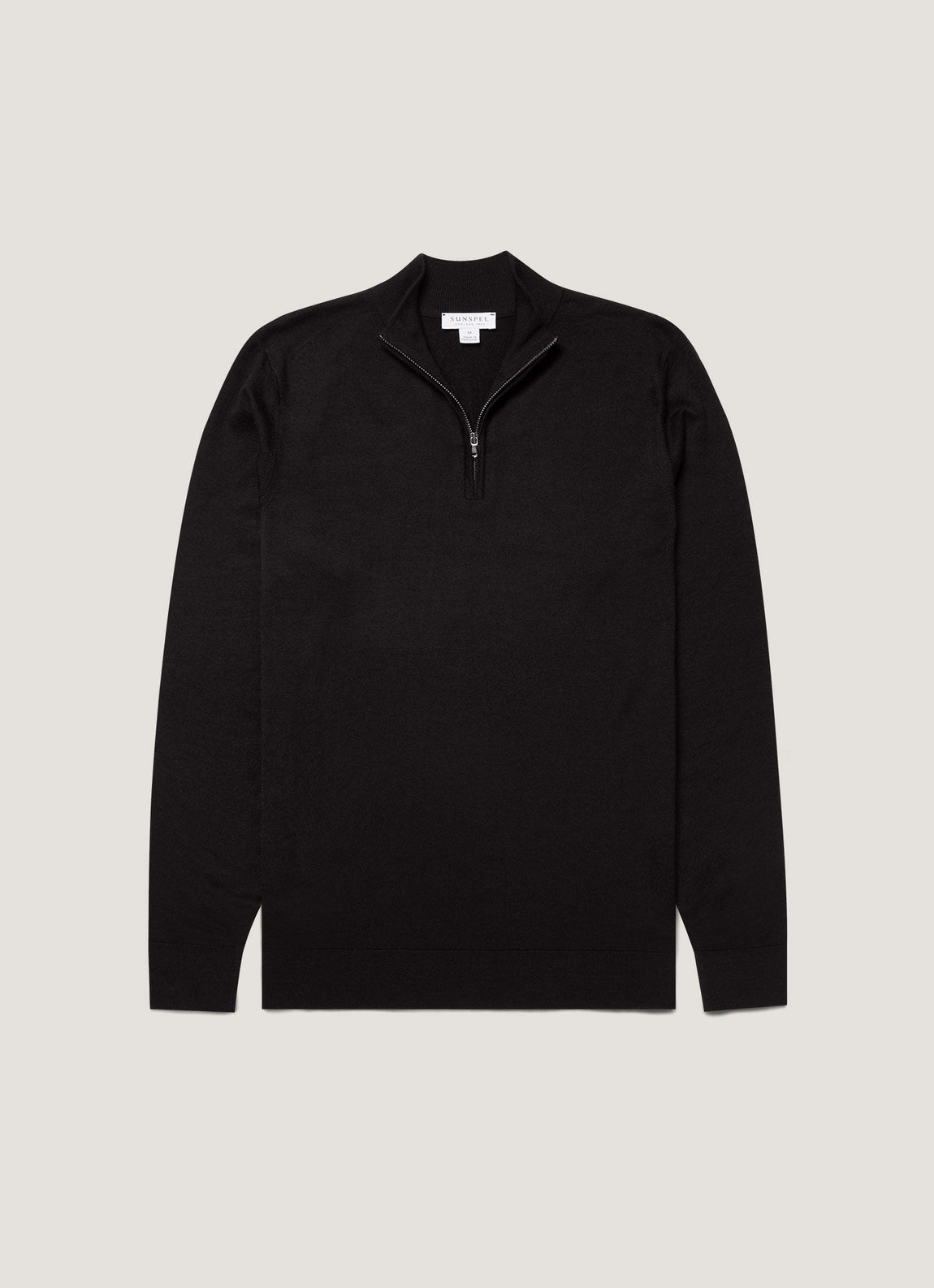 Men's Extra-Fine Merino Half Zip Jumper in Black