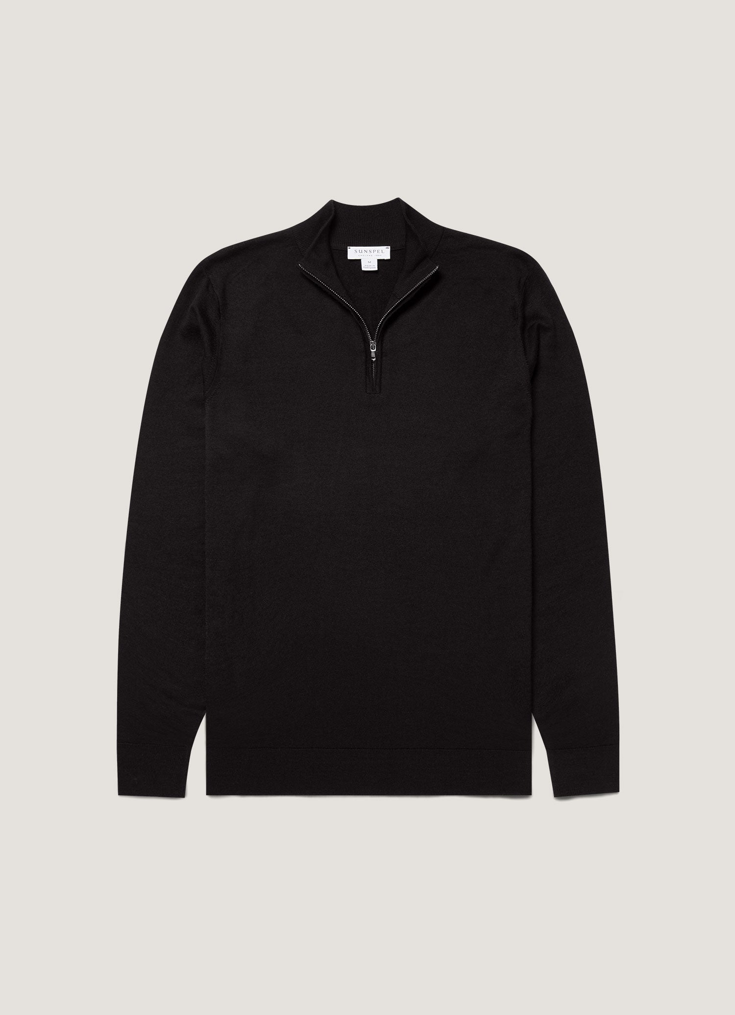 Men's Extra-Fine Merino Half Zip Jumper in Black