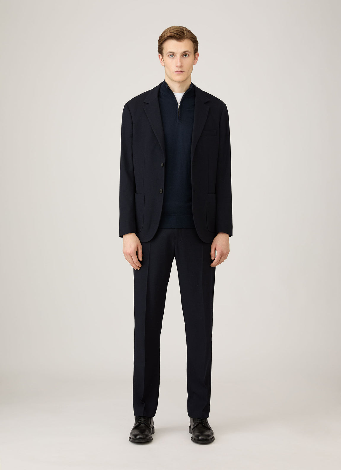 Men's Extra-Fine Merino Half Zip Jumper in Navy
