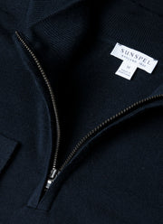 Men's Extra-Fine Merino Half Zip Jumper in Navy