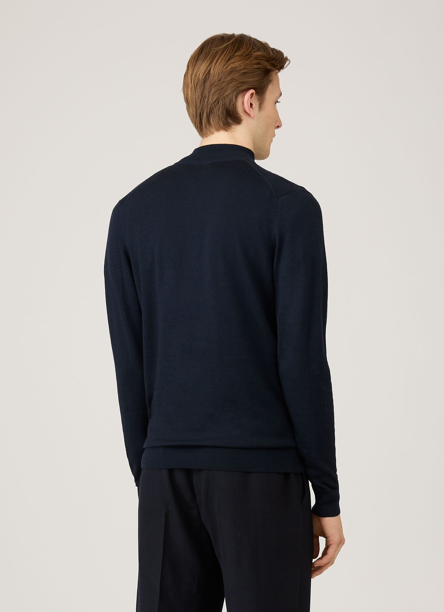 Men's Extra-Fine Merino Half Zip Jumper in Navy