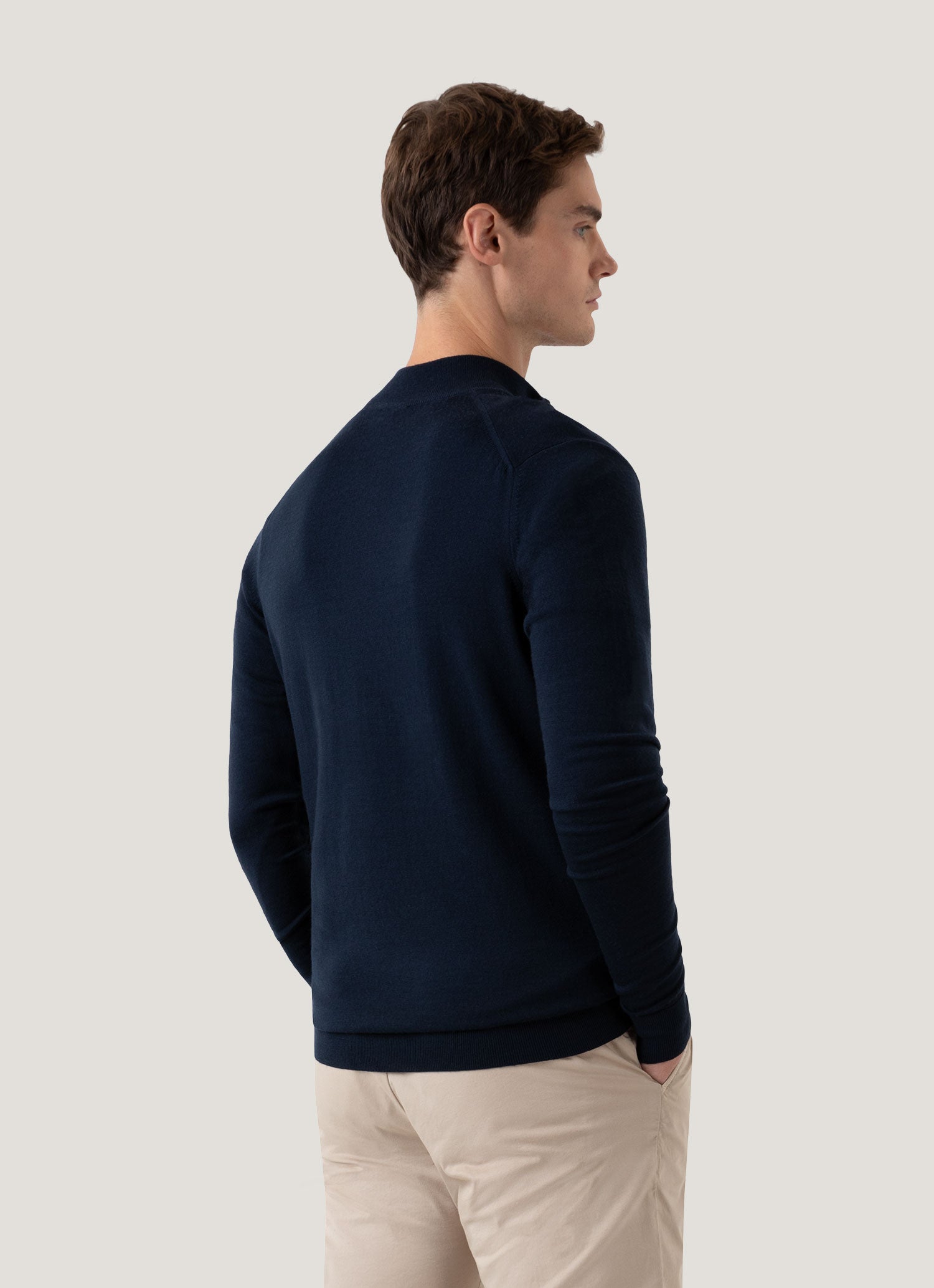 Men's Extra-Fine Merino Half Zip Jumper in Light Navy