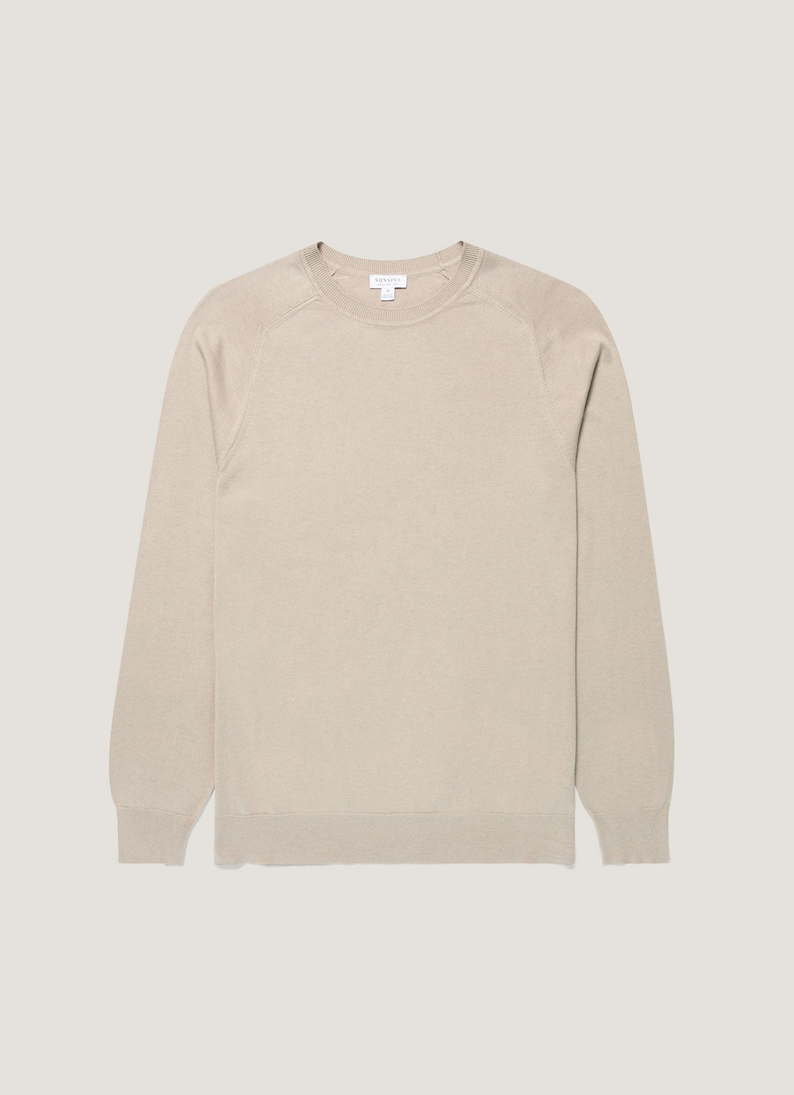 Men's Sea Island Cashmere Crew Neck Jumper in Stone