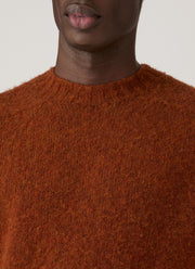 Men's Shetland Crew Neck Jumper in Dark Tobacco