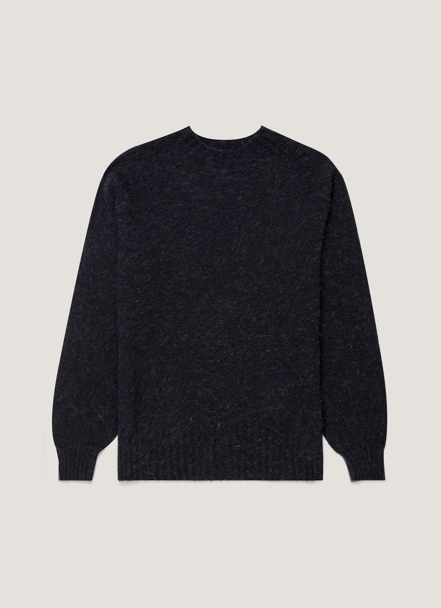 Men's Shetland Crew Neck Jumper in Dark Navy Mouline