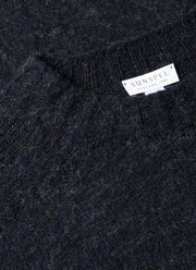 Men's Shetland Crew Neck Jumper in Dark Navy Mouline