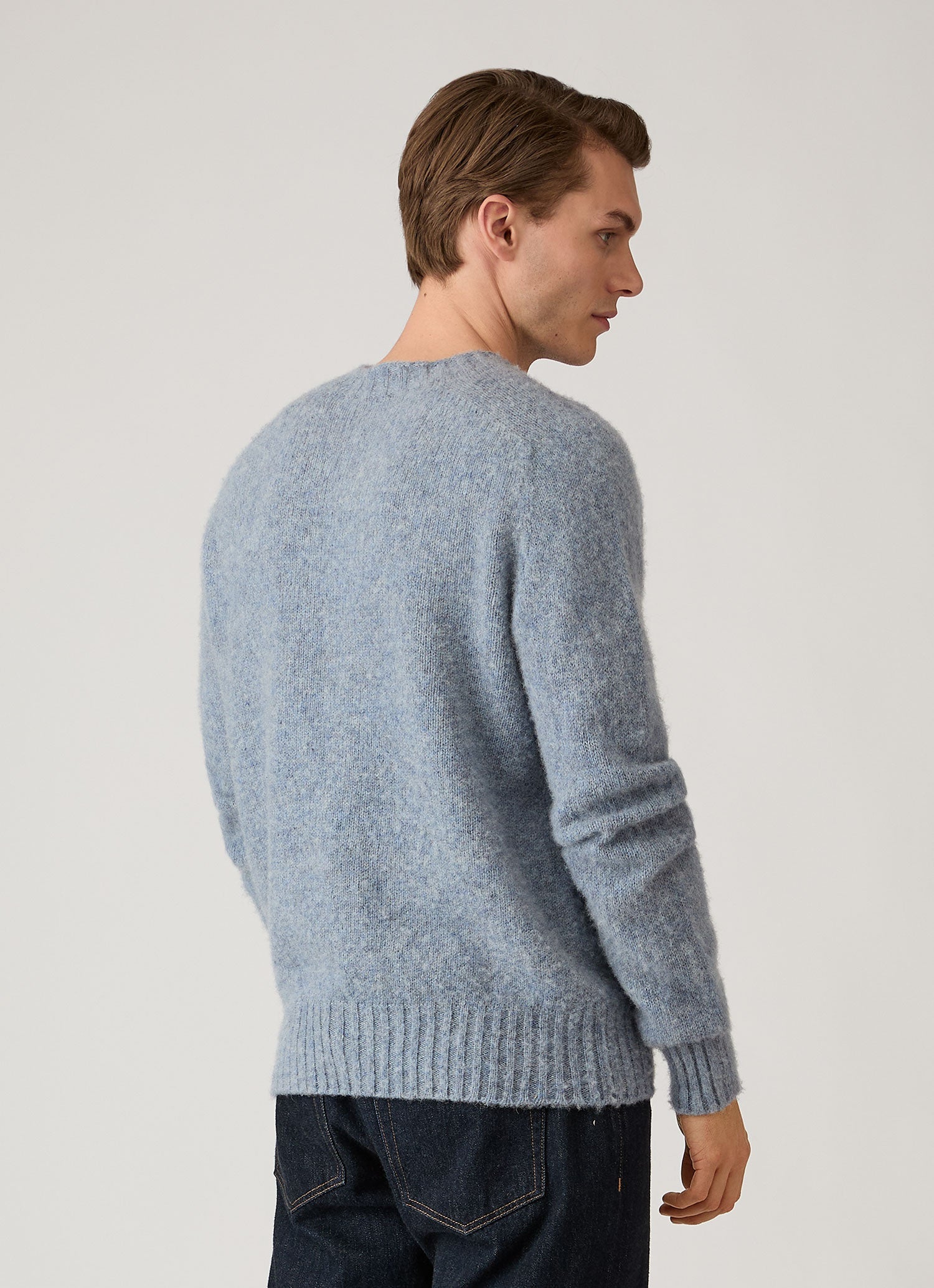 Men's Shetland Crew Neck Jumper in Powder Blue