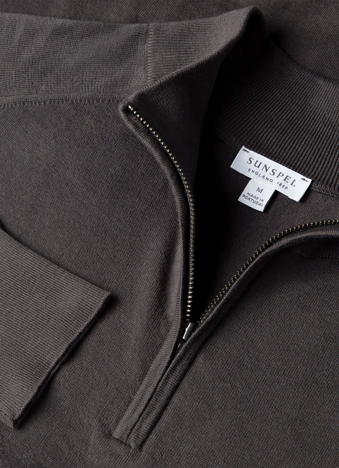 Men's Sea Island Cashmere Half Zip in Anthracite