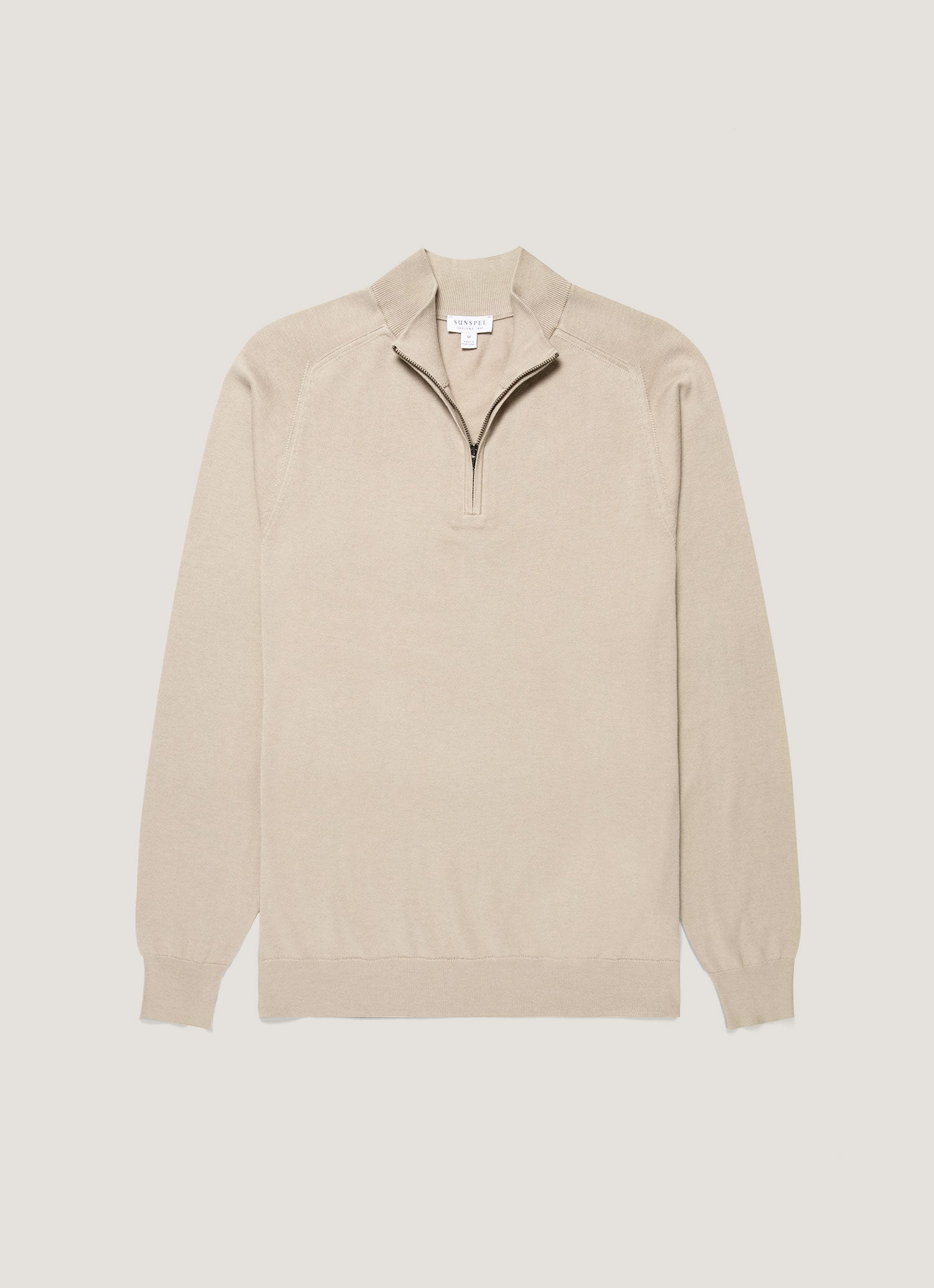 Men's Sea Island Cashmere Half Zip in Stone
