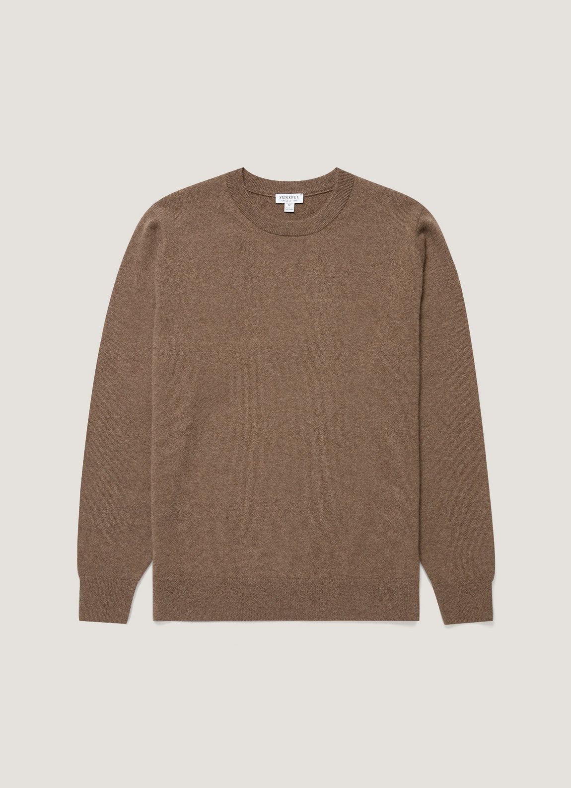 Men's Cashmere Crew Neck Jumper in Taupe