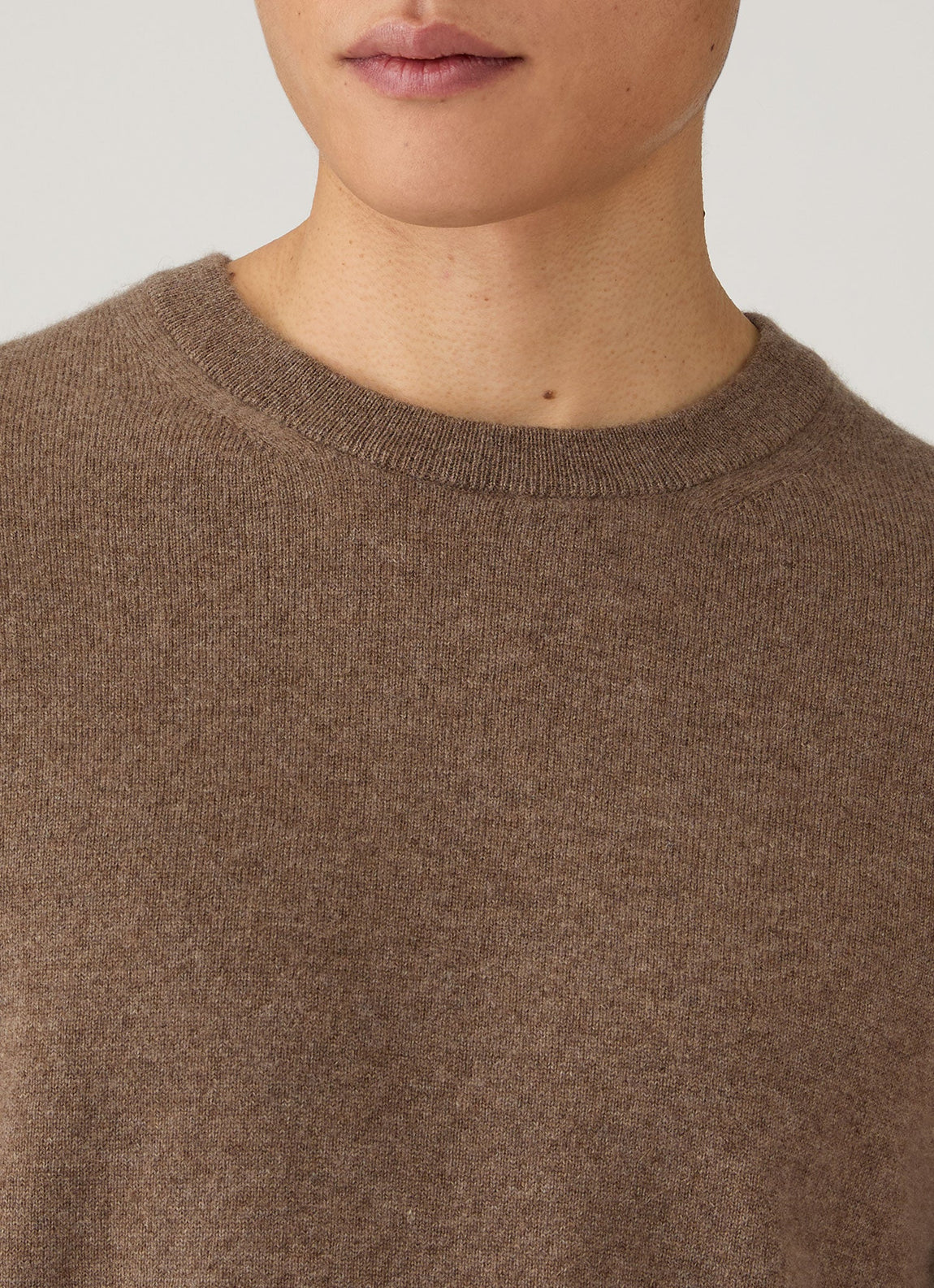 Men's Cashmere Crew Neck Jumper in Taupe