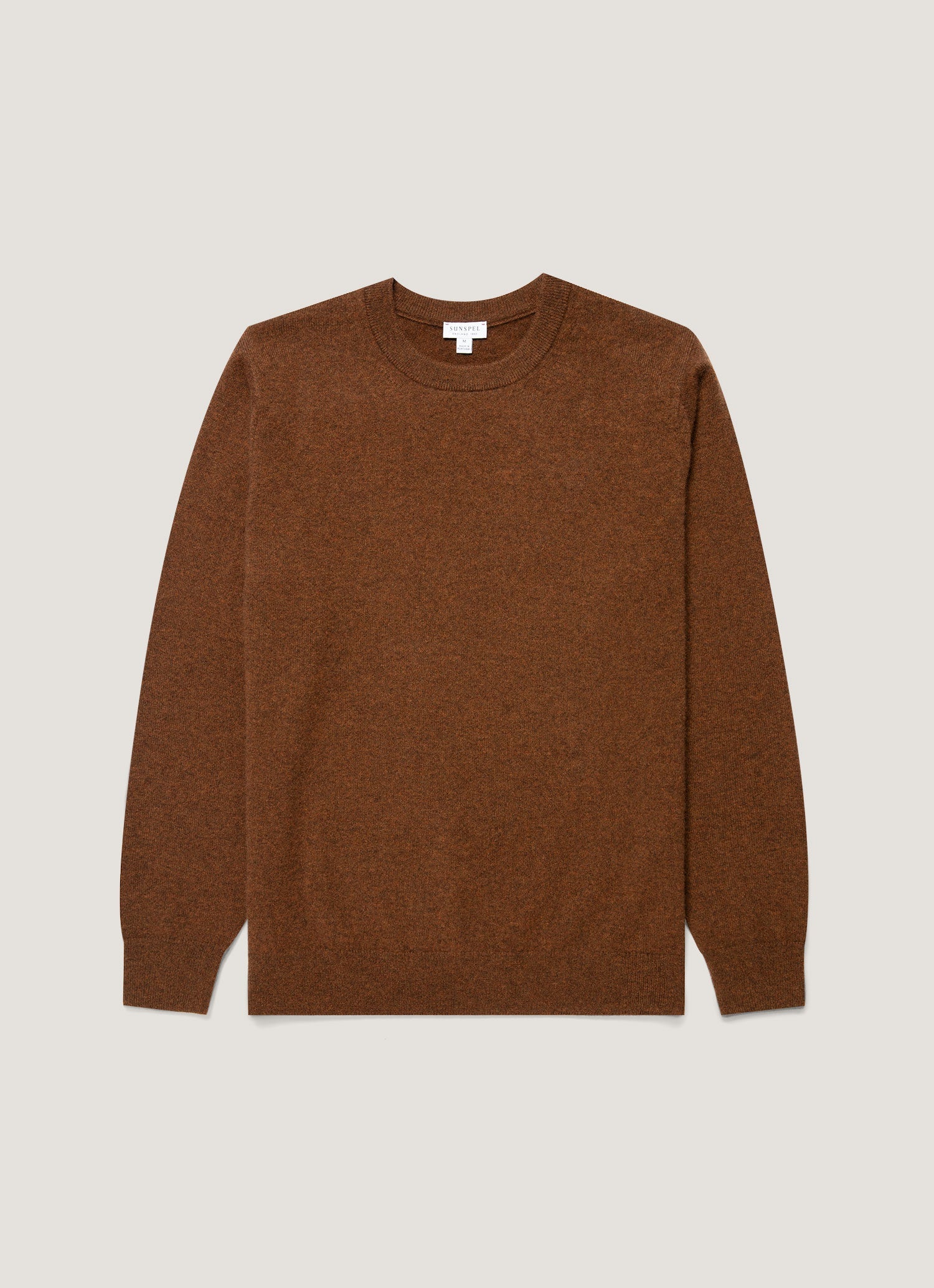 Men's Cashmere Crew Neck Jumper in Chestnut Melange