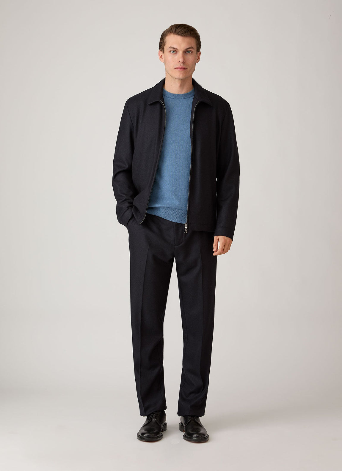Men's Cashmere Crew Neck Jumper in Powder Blue